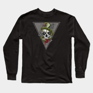 Floral Skull Snake with Roses Long Sleeve T-Shirt